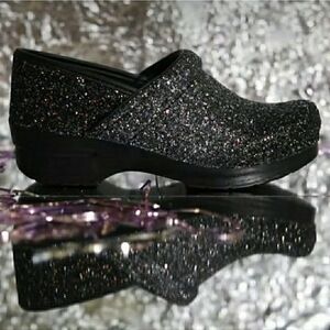 Dansko Pro Glitter Clogs Red & Black Valentine Sparkle Festive Party 42